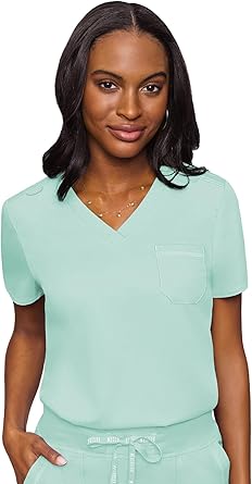 Med Couture Touch Womens Chest Pocket Tuck in Top for Comfort