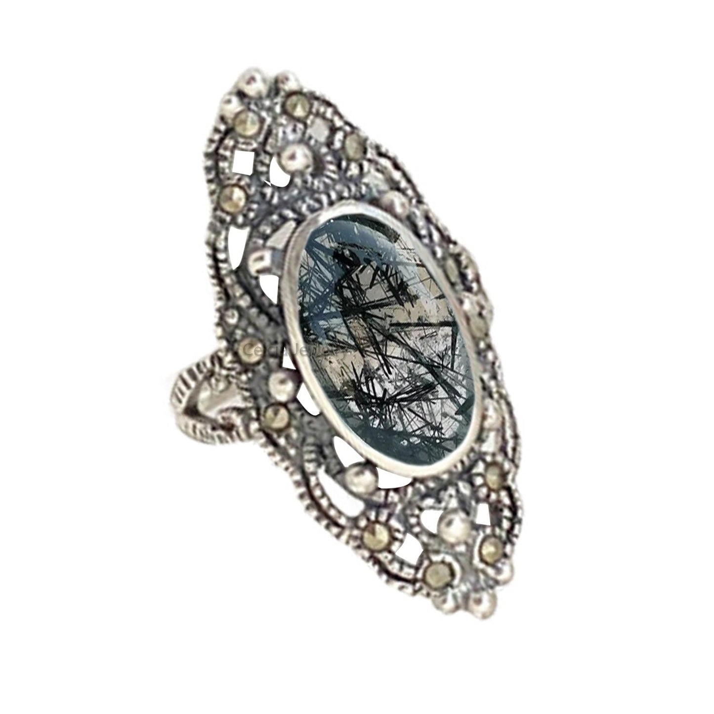 Pure 925 Sterling Silver Statement Turquoise Ring for Women