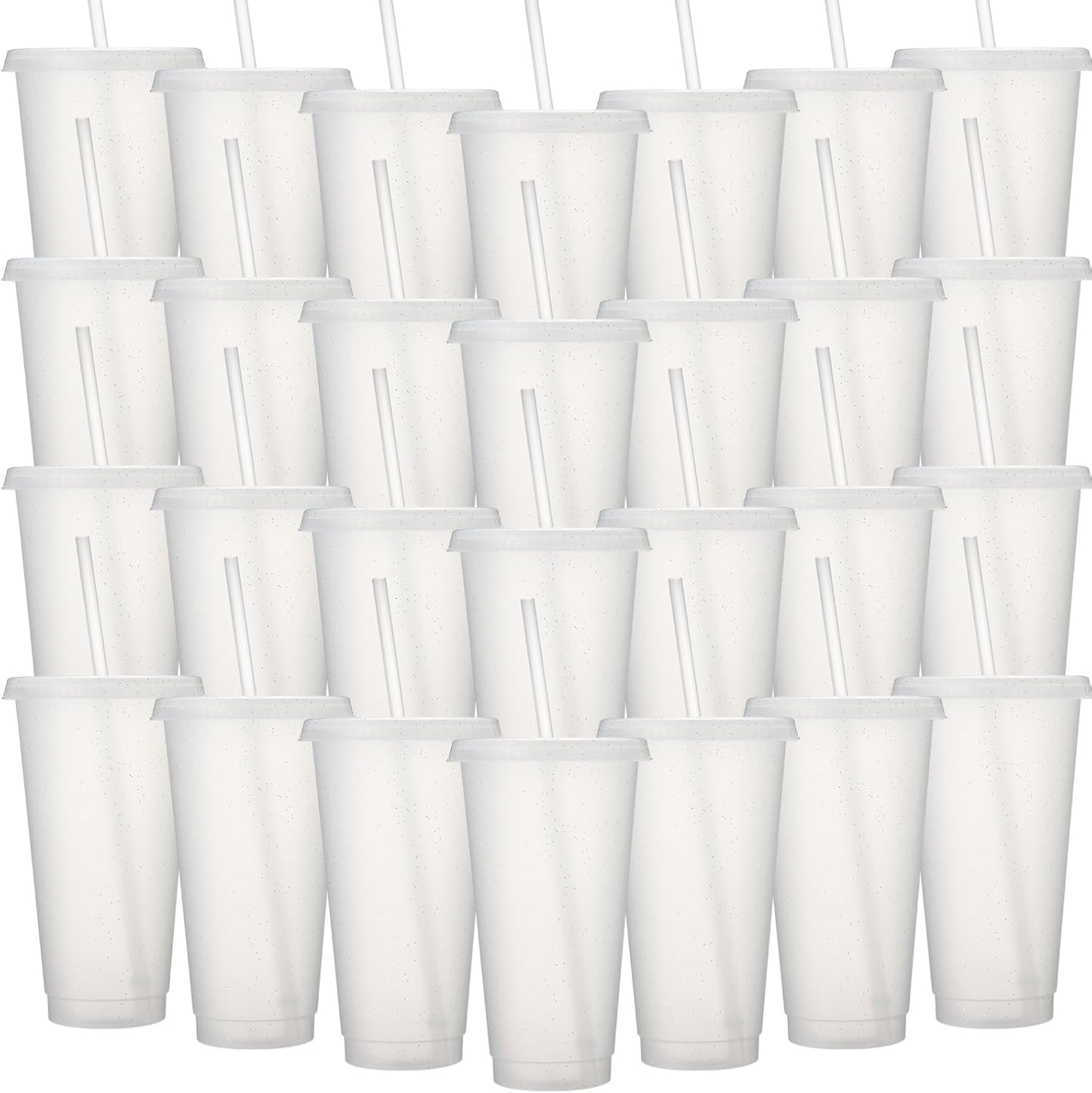 Honeydak 60 Pack Glitter Plastic Cups with Straw and Lid