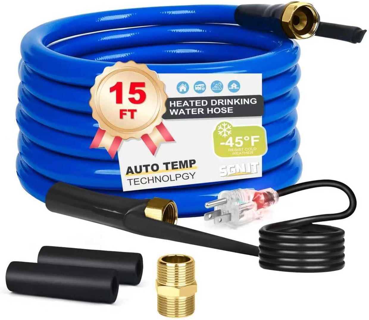 15FT Heated Water Hose for RV - Safe Drinking Water Hose