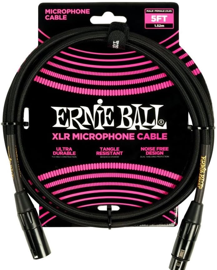 Ernie Ball Braided XLR Microphone Cable for Superior Sound