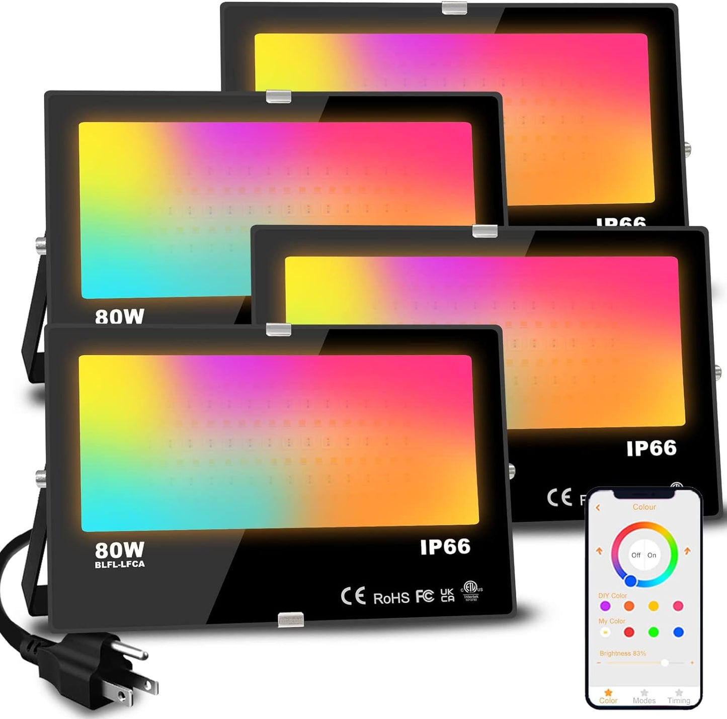 MELPO LED Flood Light Outdoor 800W Equivalent Smart RGB Lighting