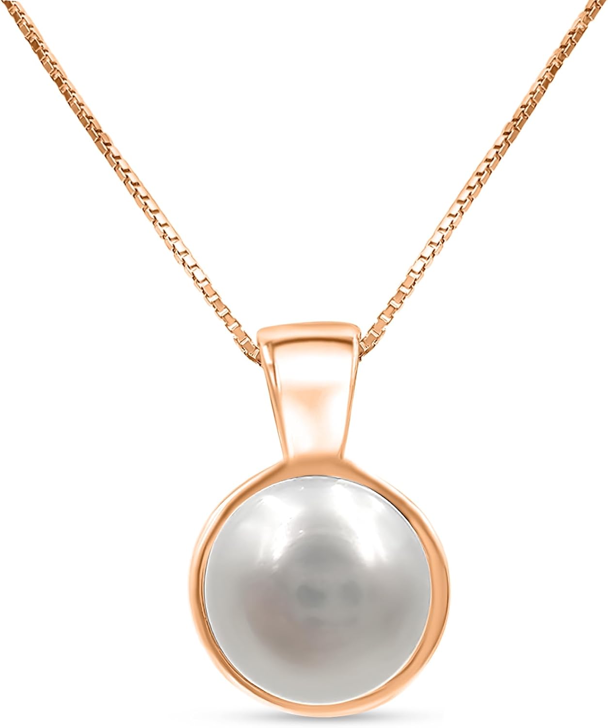 Real Gemstone 8mm Bezel Pendant Chain Necklace for Her Gift