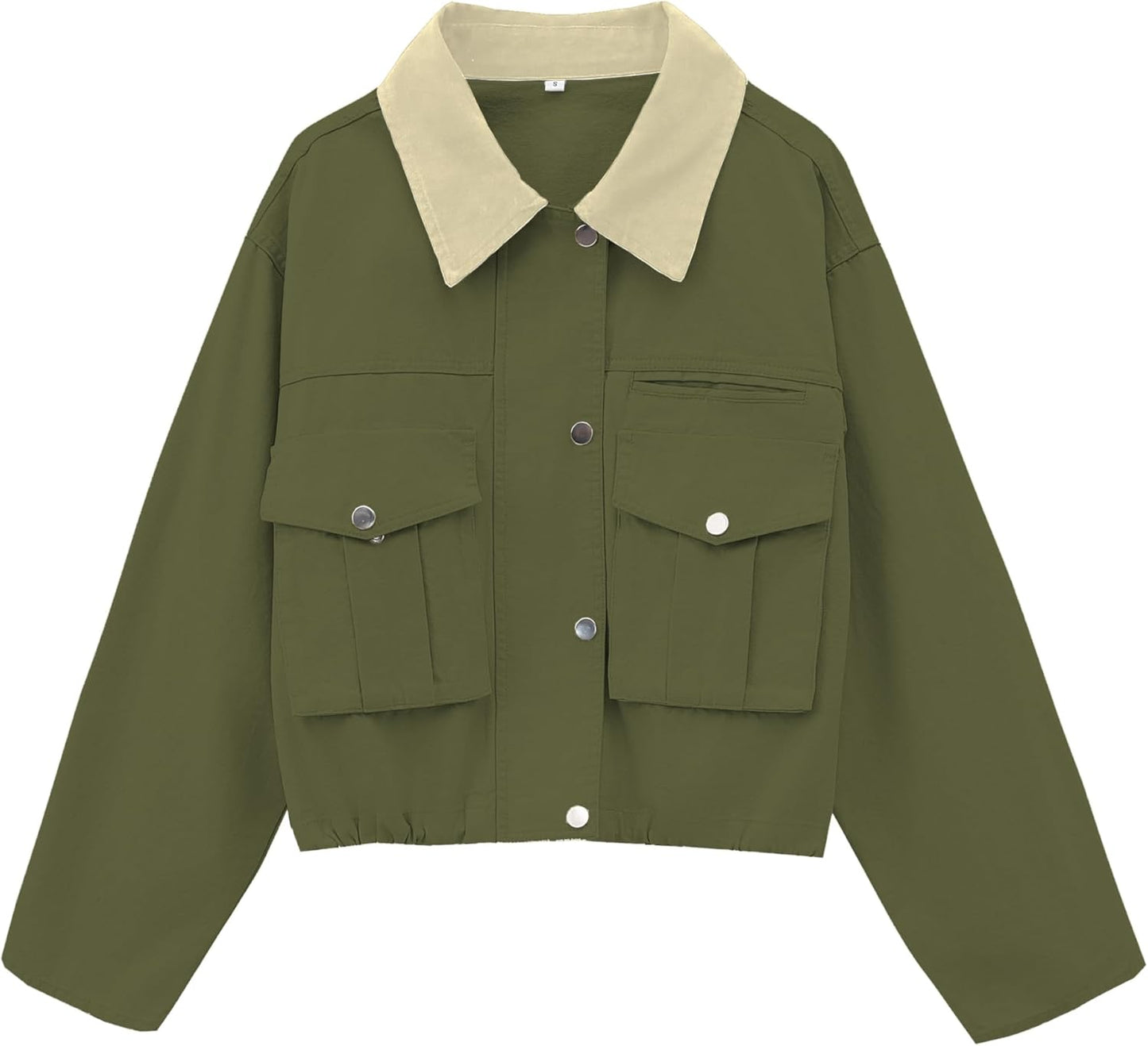 Womens Cropped Jacket with Contrast Collar for Stylish Outfits