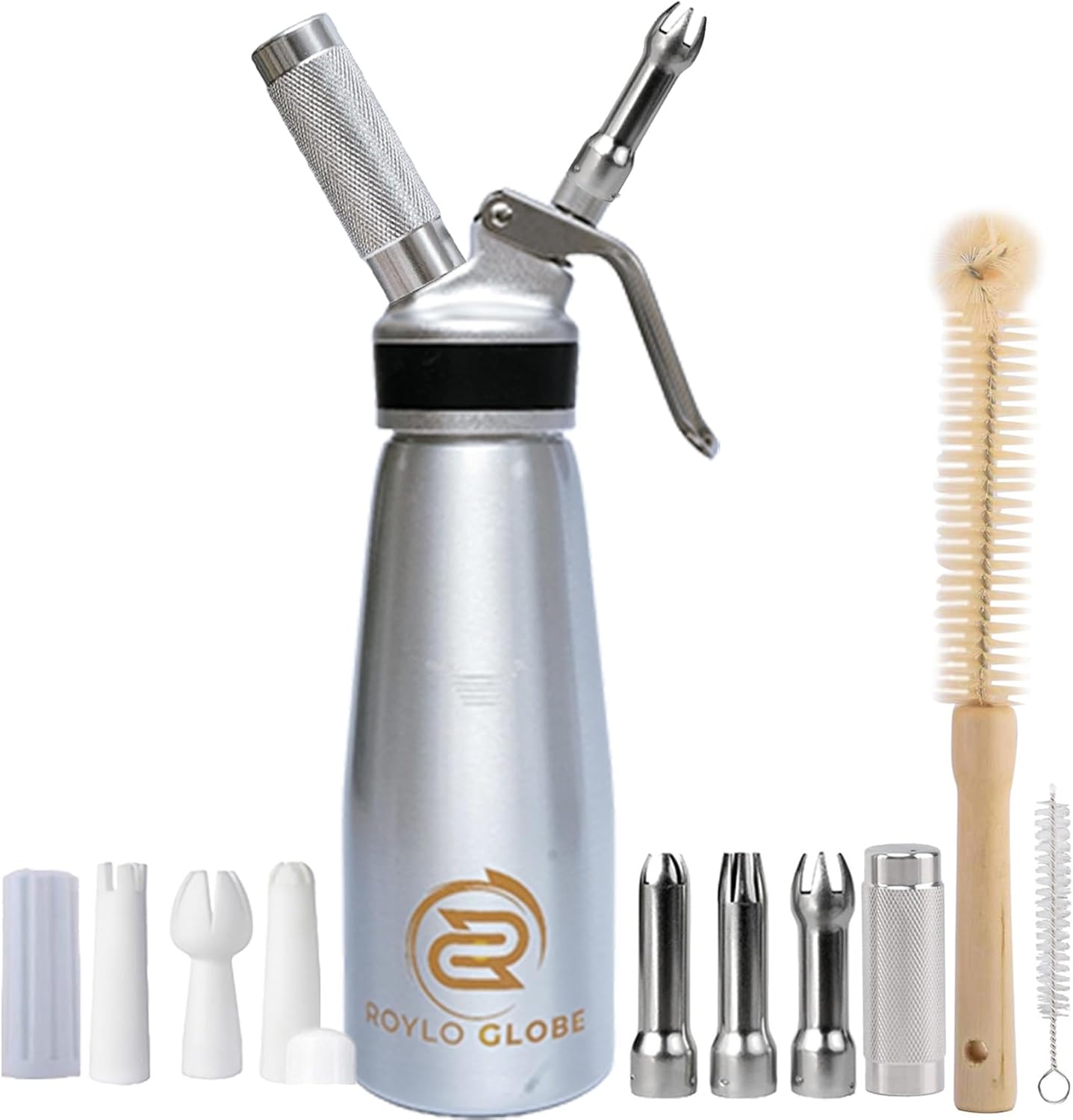 500ml Pro Whipped Cream Maker - Silicone Grip, 6 Tips