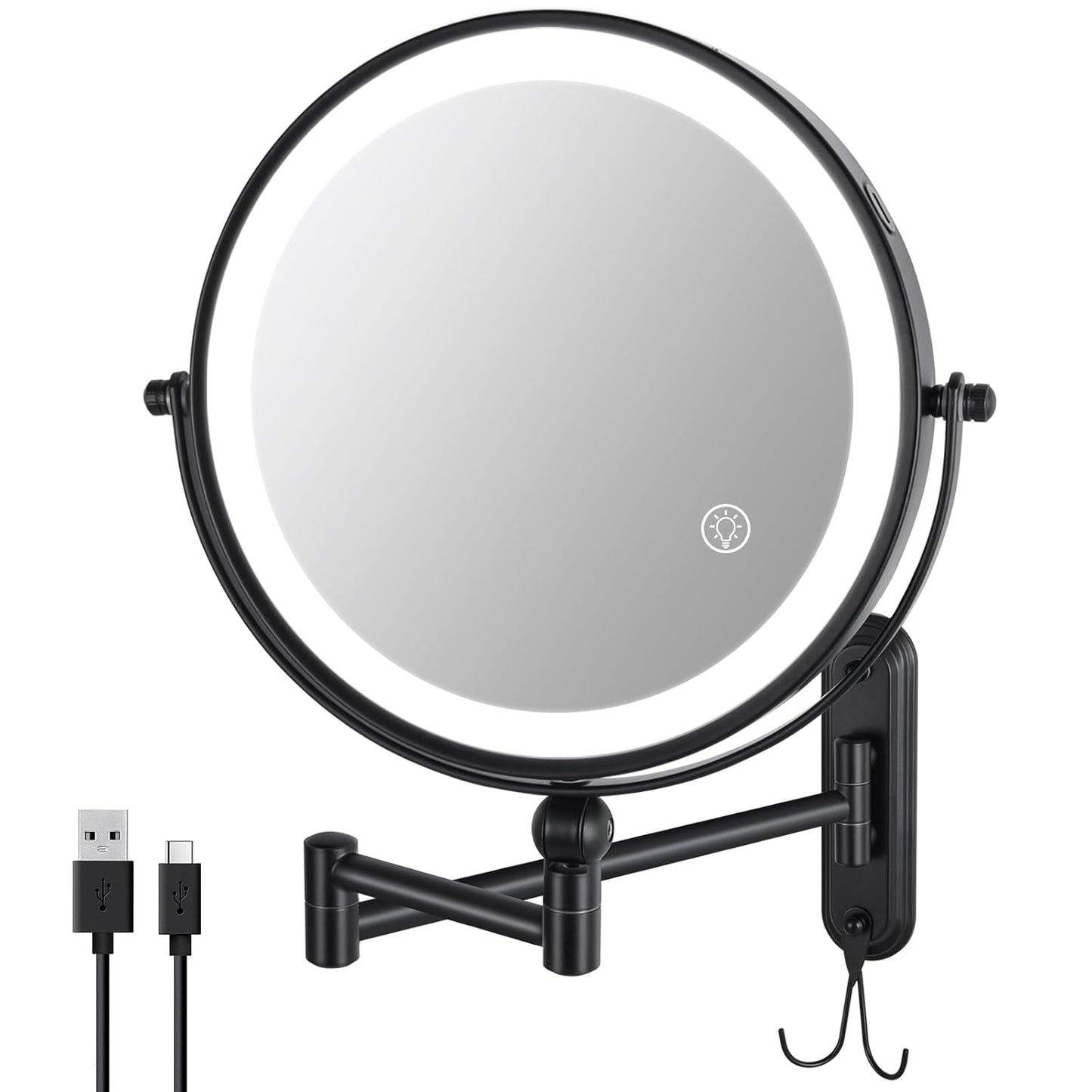 Wall Mounted Lighted Makeup Mirror with 10X Magnification and Lights