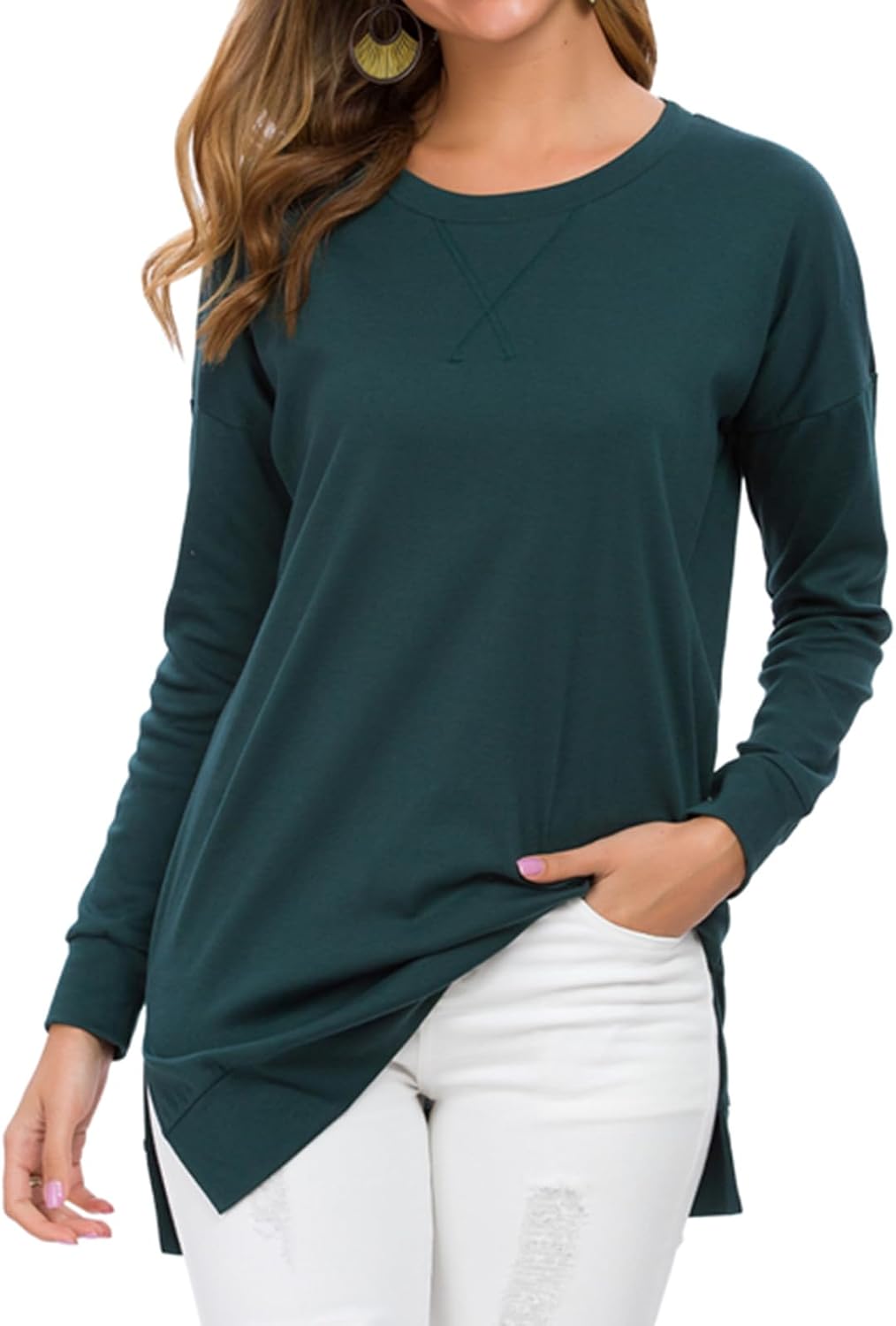 Levaca Womens Fall Long Sleeve Pullover Casual Tunic Tops