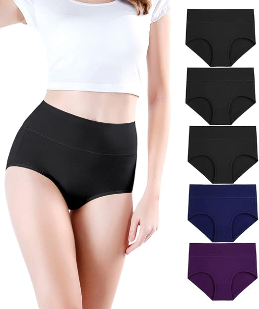 Wirapra Women's High Waisted Cotton Underwear Soft Full Briefs