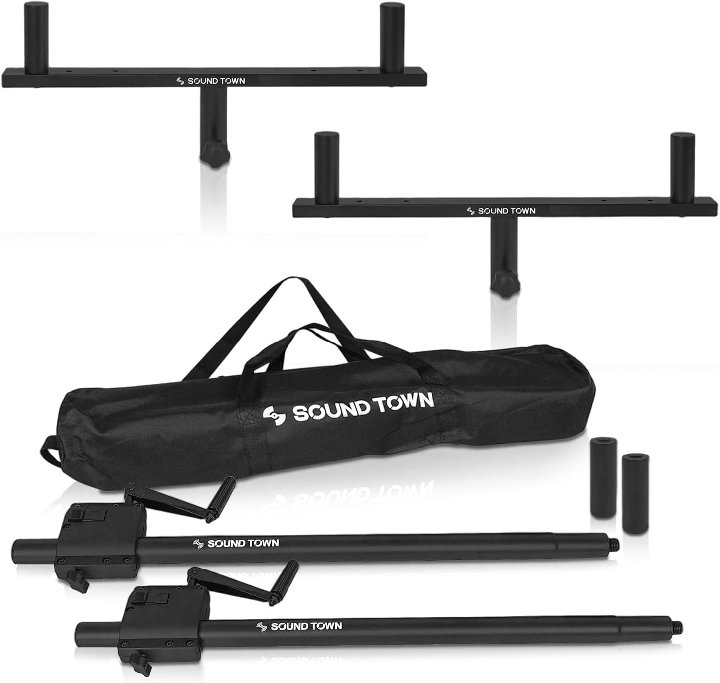 Sound Town Adjustable Height Speaker Mount Pole Set for DJs