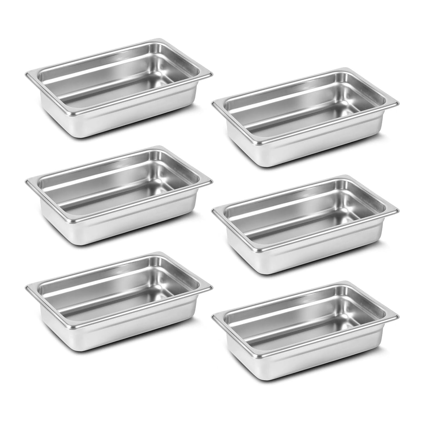 1/4 Hotel Pans 2.5 Inch Deep Stainless Steel Food Pan Set