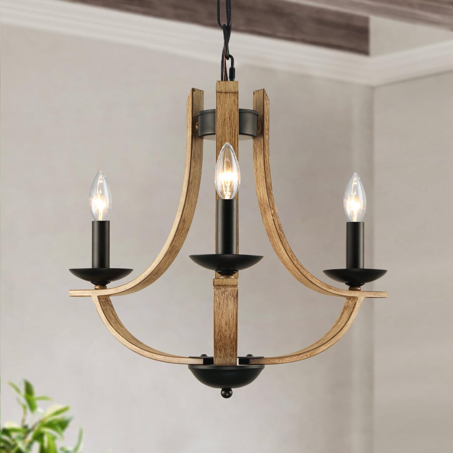 Farmhouse Chandelier for Dining Room - Rustic 3-Light Pendant