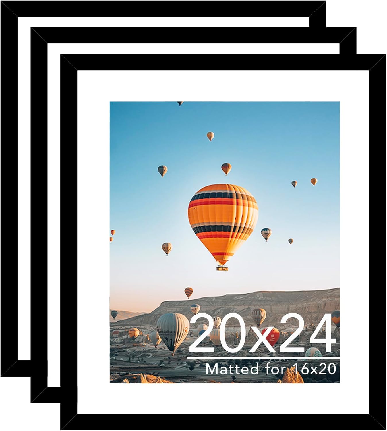 20x24 Picture Frame Set of 3 with 16x20 Mat for Display