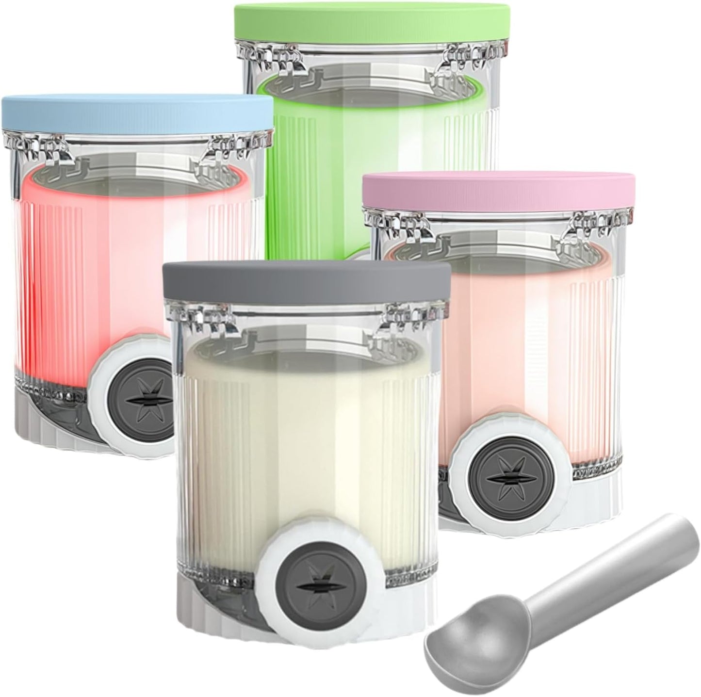 4 Pack Creami Pints with Silicone Lids for Ninja NC700 Series