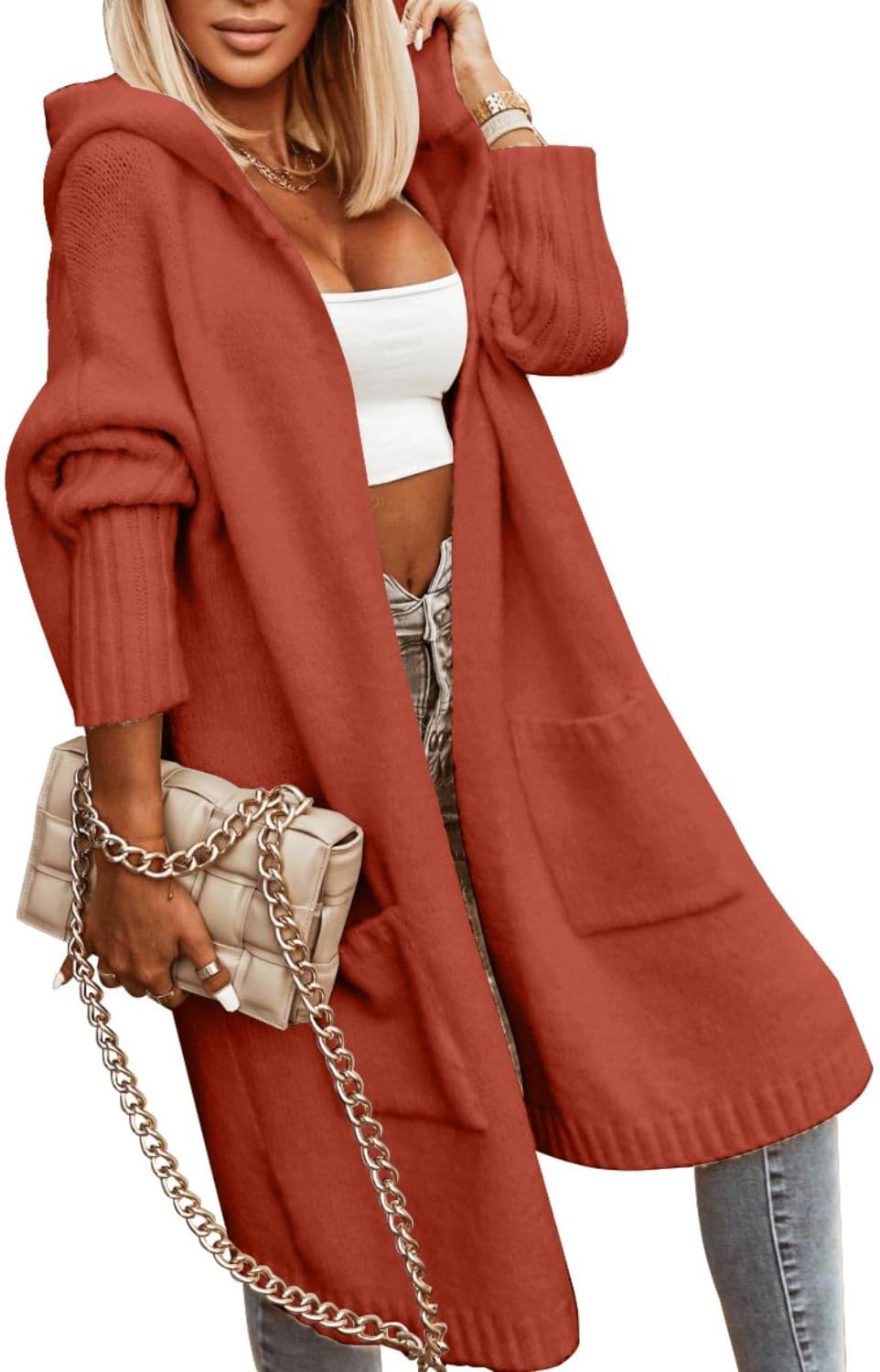 Aoysky Womens Long Cardigans Oversized Hooded Sweater Coat