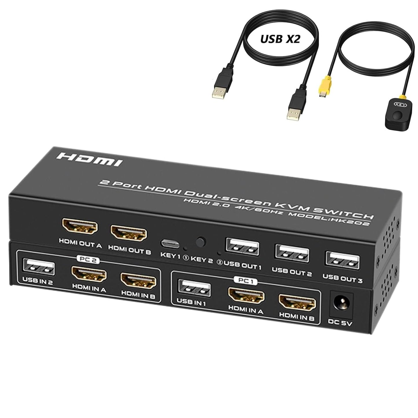Dual Monitor KVM Switch 4K@60Hz for 2 Computers and 2 Monitors
