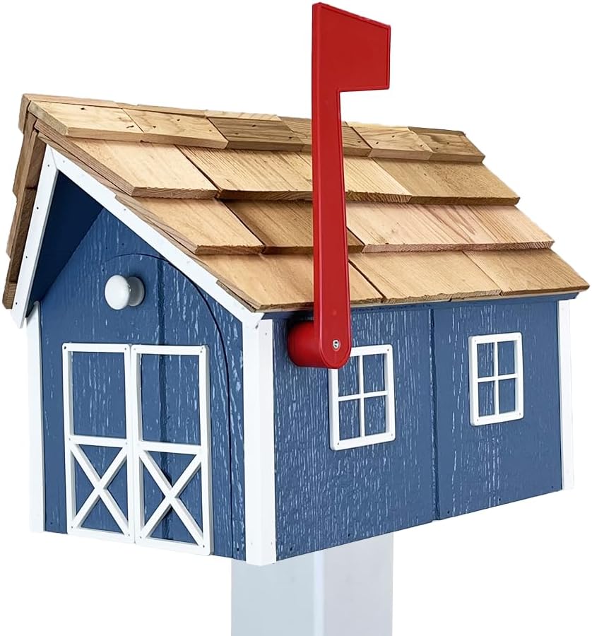 Peaceful Classics Amish Cedar Roof Wooden Mailbox for Outdoors