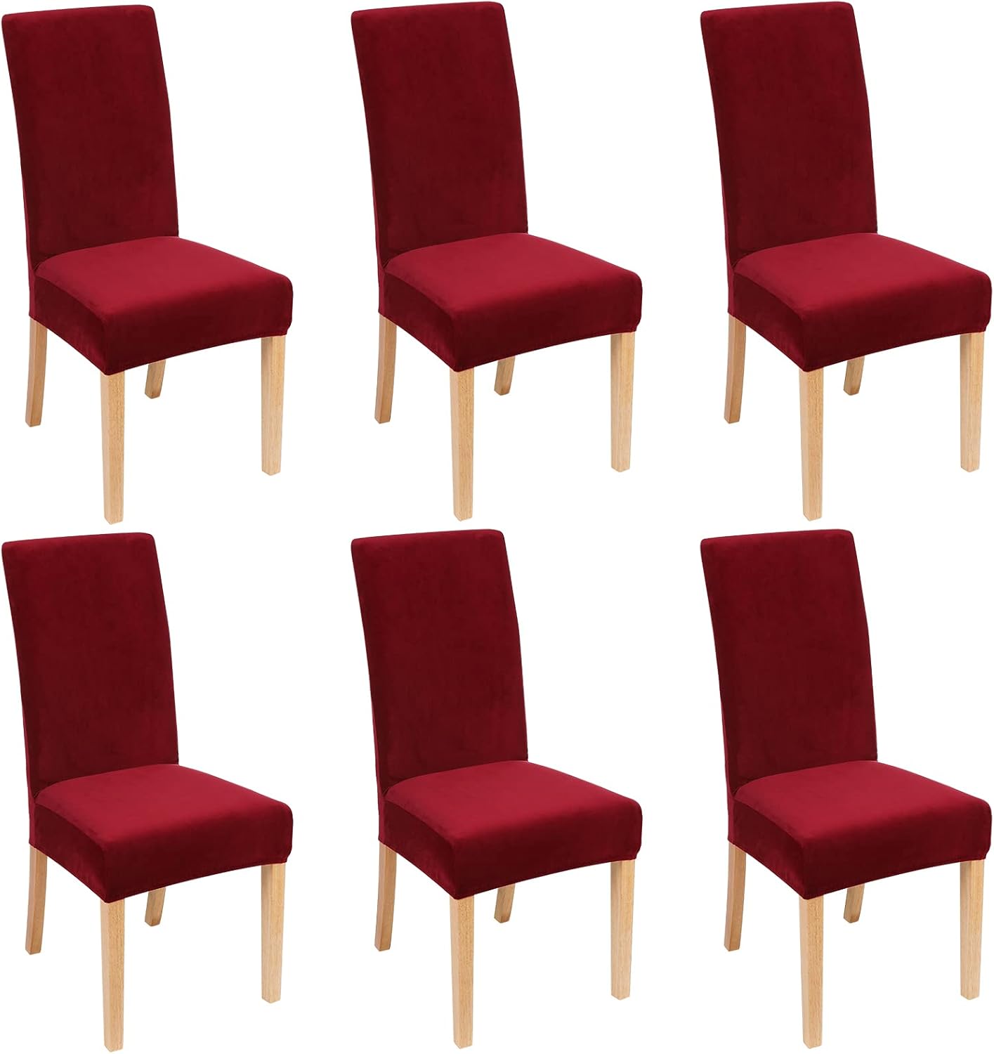 Smiry Velvet Stretch Chair Covers for Dining Room Set of 6