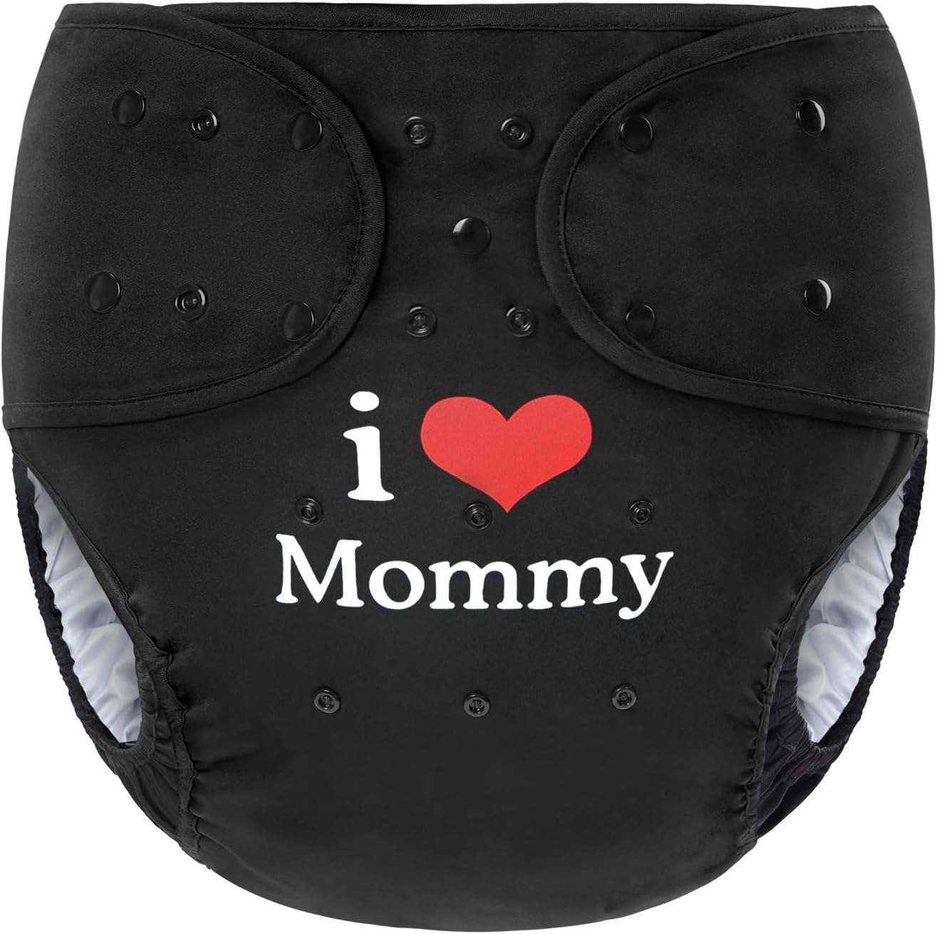 Washable Waterproof Adult Diaper Cover - I Love Mommy Black