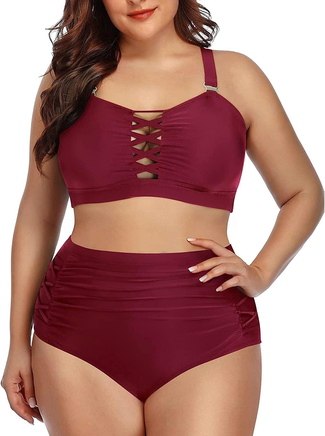 Daci Plus Size Two Piece Bikini Swimsuit for Women with Tummy Control