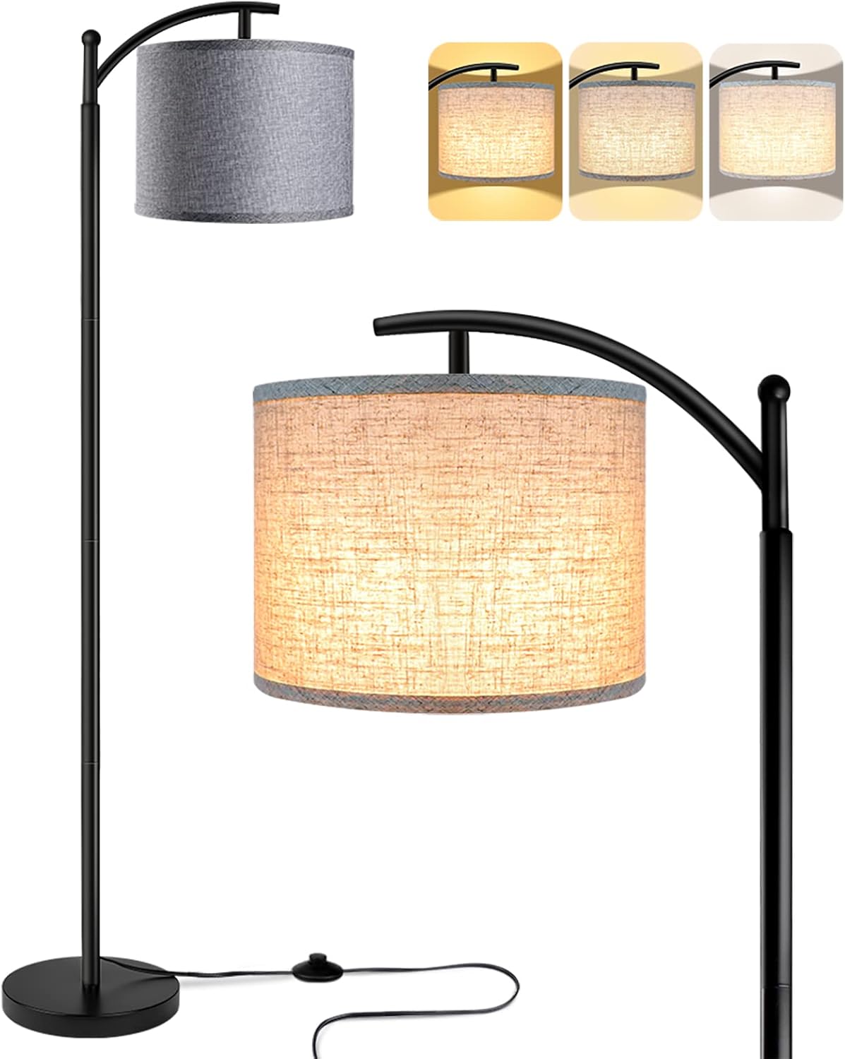 Modern Floor Lamp with 3CCT LED Bulb for Living Room Decor