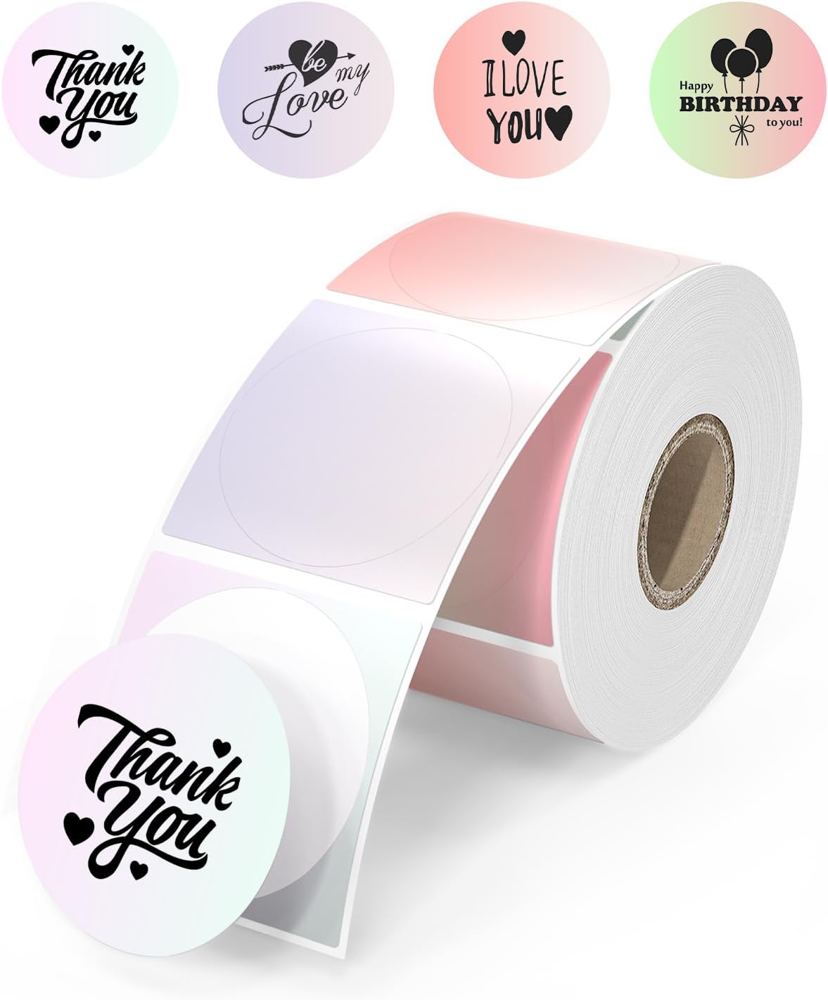 Rainbow Glitter Thermal Sticker Roll - Customizable & Compatible with Rollo/MUNBYN
