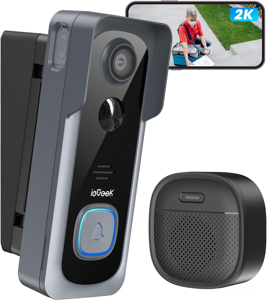 ieGeek Wireless 2K Video Doorbell: No Subscription, PIR Detection