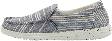 Hey Dude Womens Shoes Chambray Stripes Green - Slip On Comfort