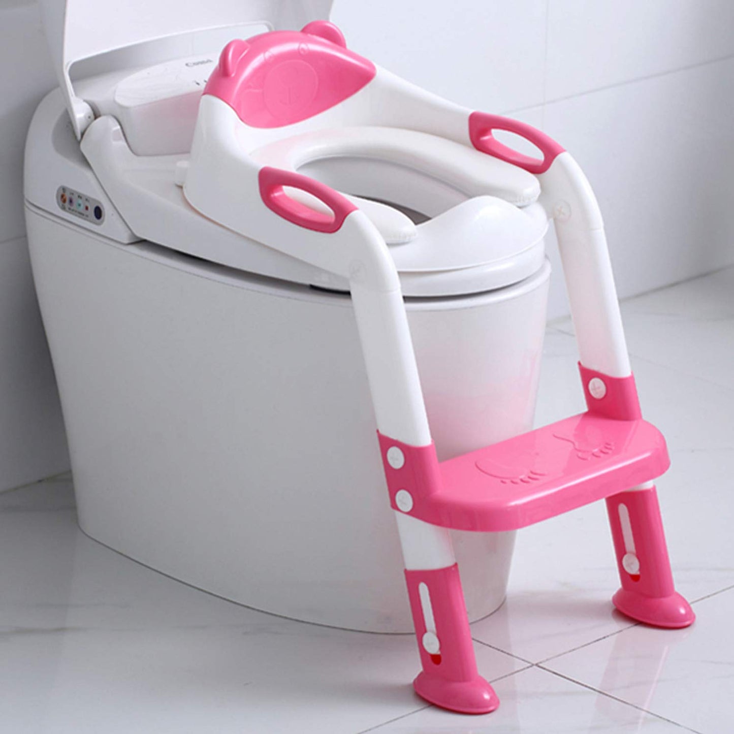 Fedicelly Potty Training Seat Ladder for Toddlers - Rose Pink