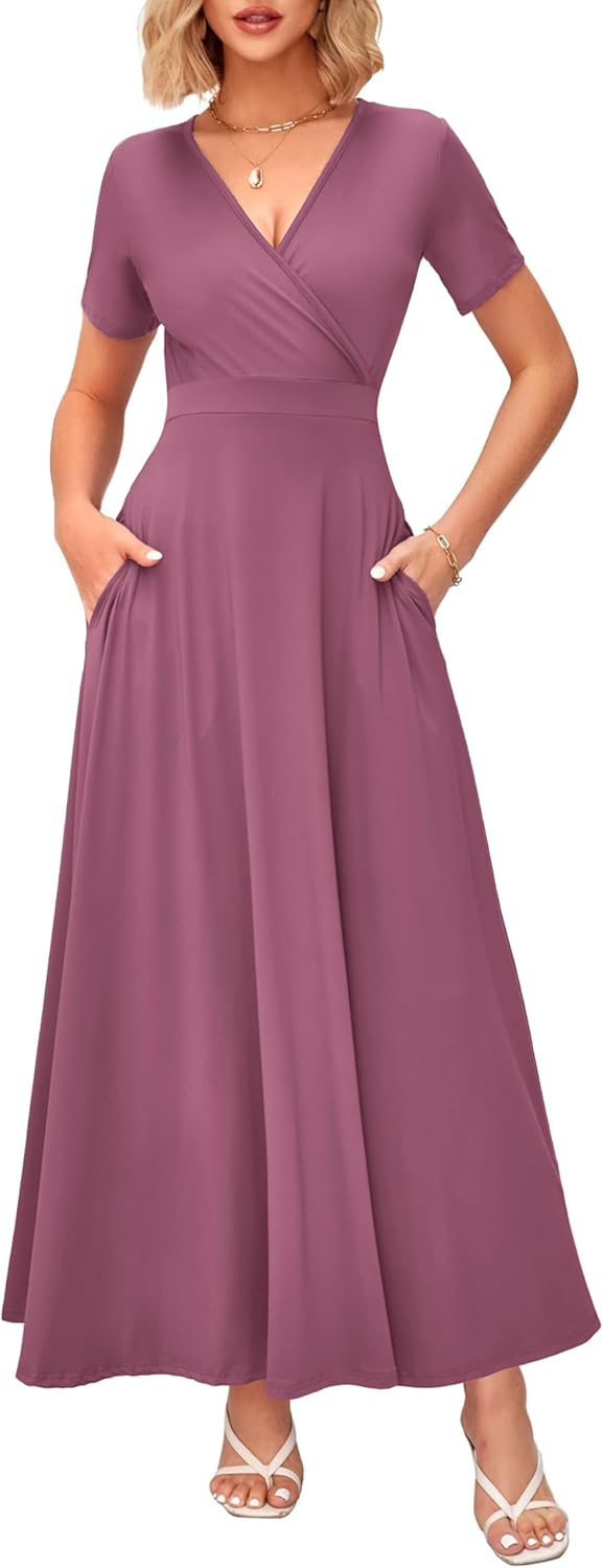 WNEEDU Women's Summer Maxi Dress with Pockets for Every Occasion