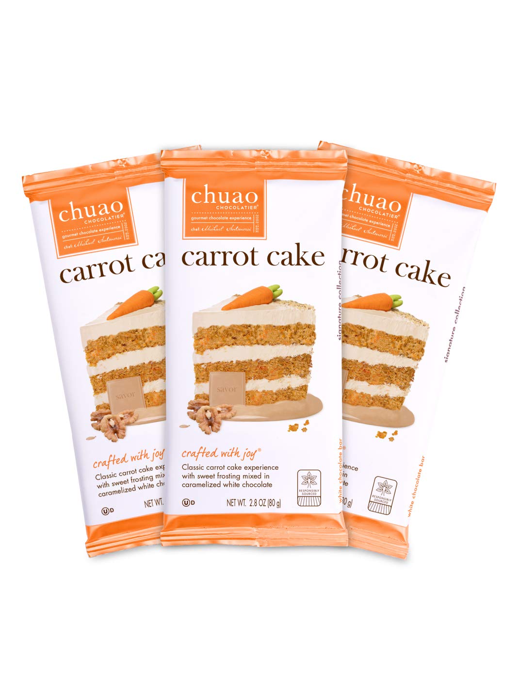 Chuao Chocolatier Carrot Cake White Chocolate Bars - Gourmet Treats