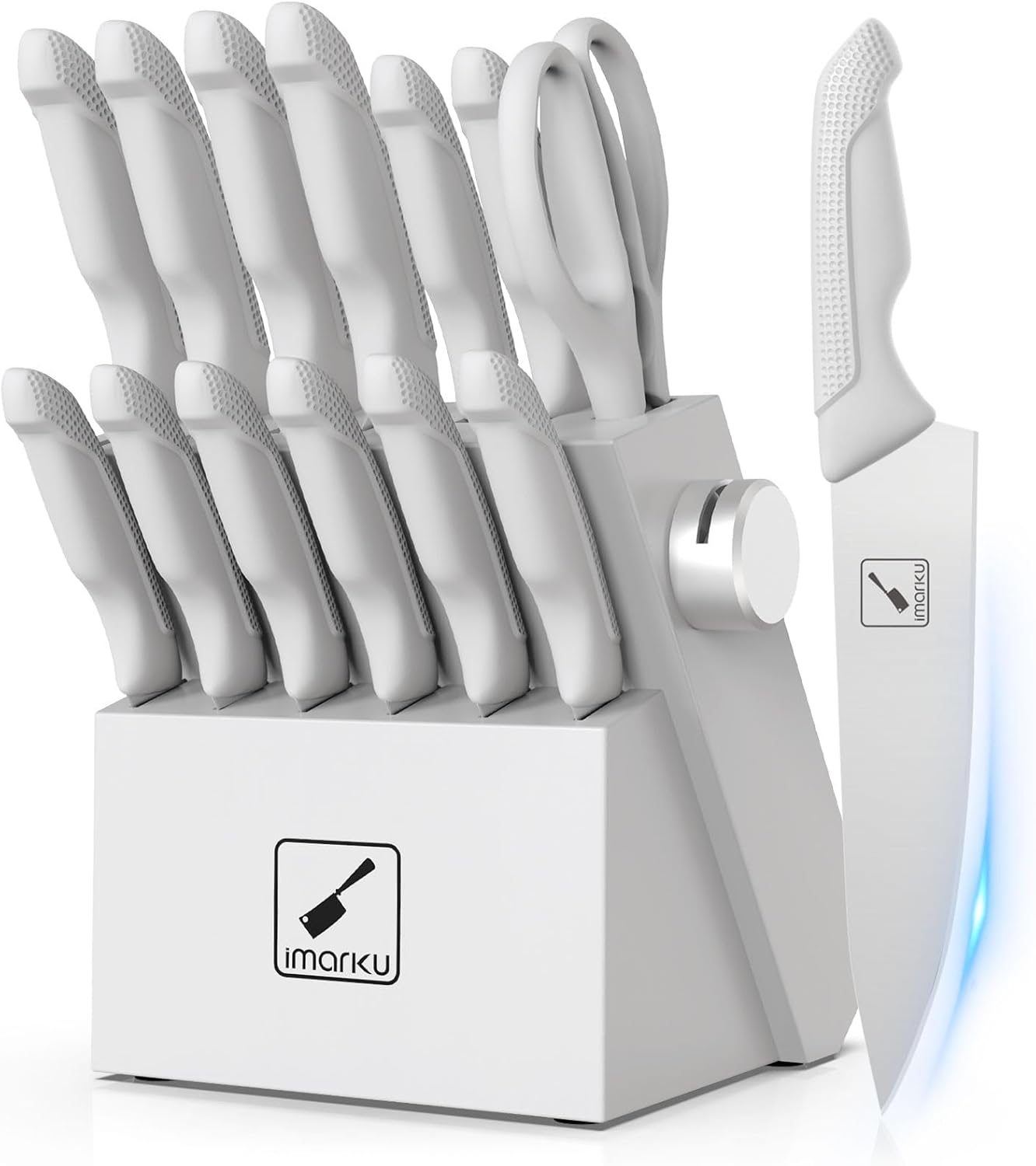 imarku 14-Piece Kitchen Knife Set with Block and Sharpener