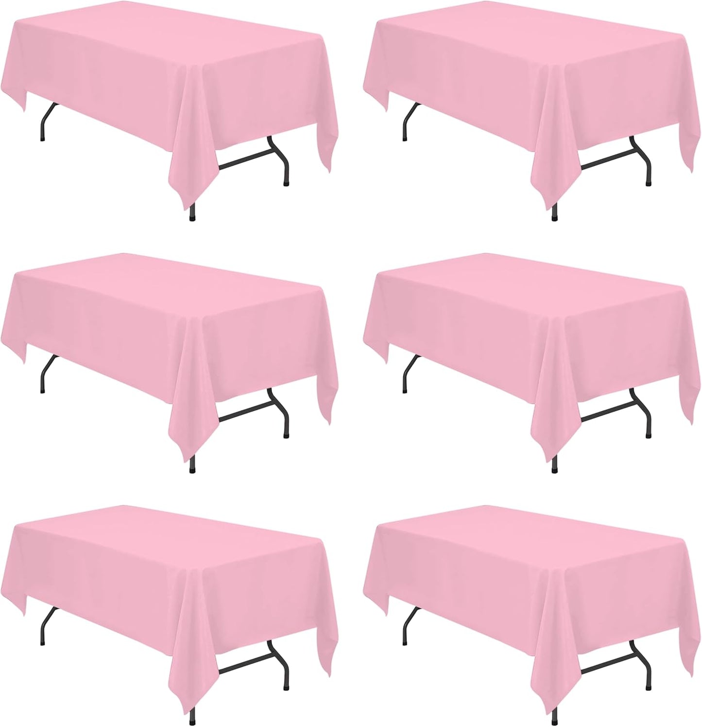 Premium 6 Pack Pink Tablecloths for 6 Foot Rectangle Tables