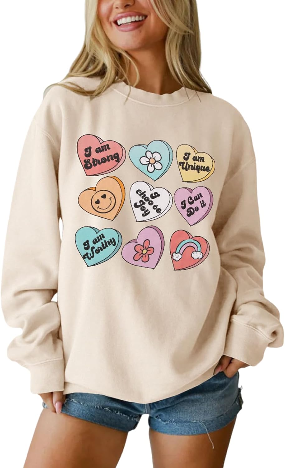 SOFEON Heart Print Sweatshirt - Inspiring Oversized Style
