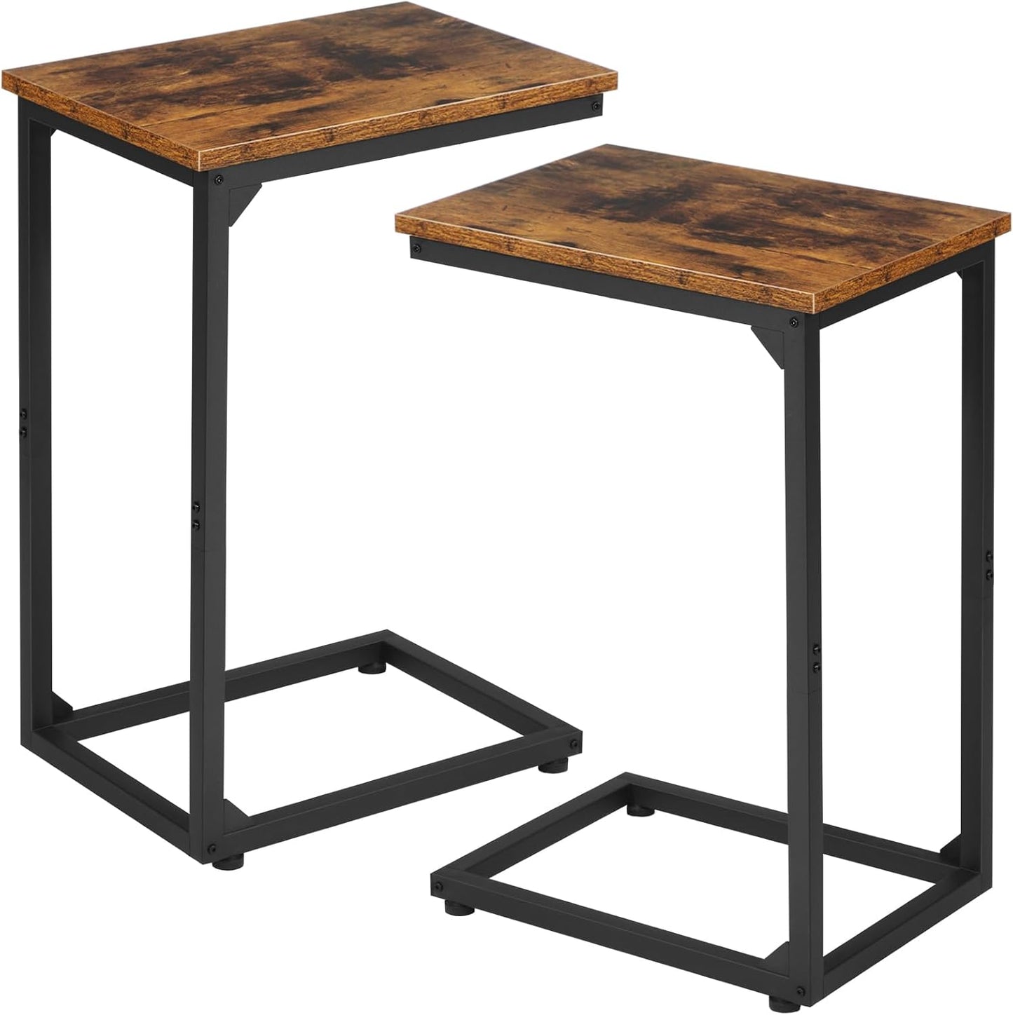 Space-Saving C Table Set for Sofa, Rustic Brown