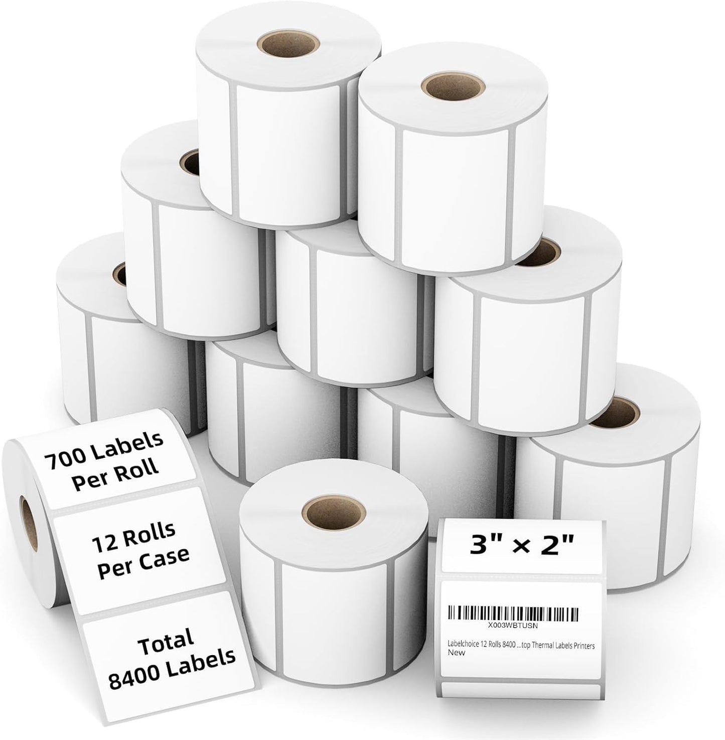 3x2 Direct Thermal Labels for Zebra Printers - 8400 Pcs