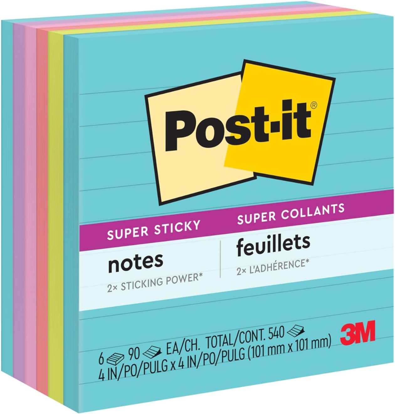 Super Sticky Lined Notes - Stick Anywhere!
