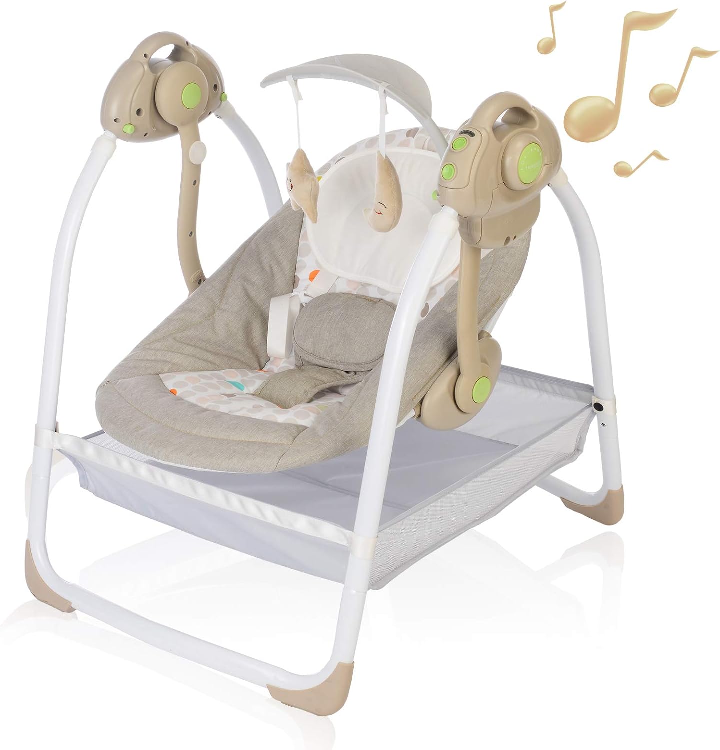 Compact Baby Swing: 6 Motions, Portable, Music, Timer, 2 Toys