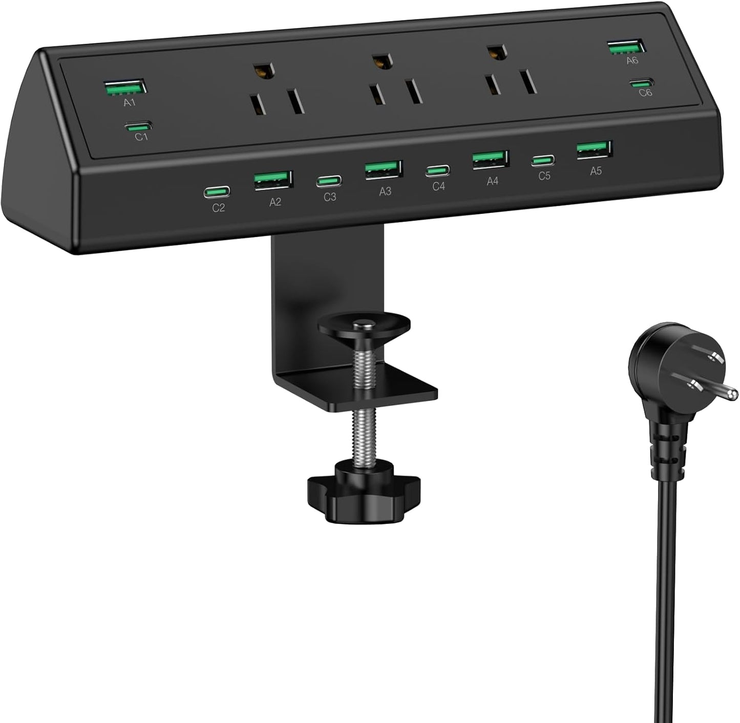 90W Desk Clamp Power Strip with 12 USB Ports for Home Office