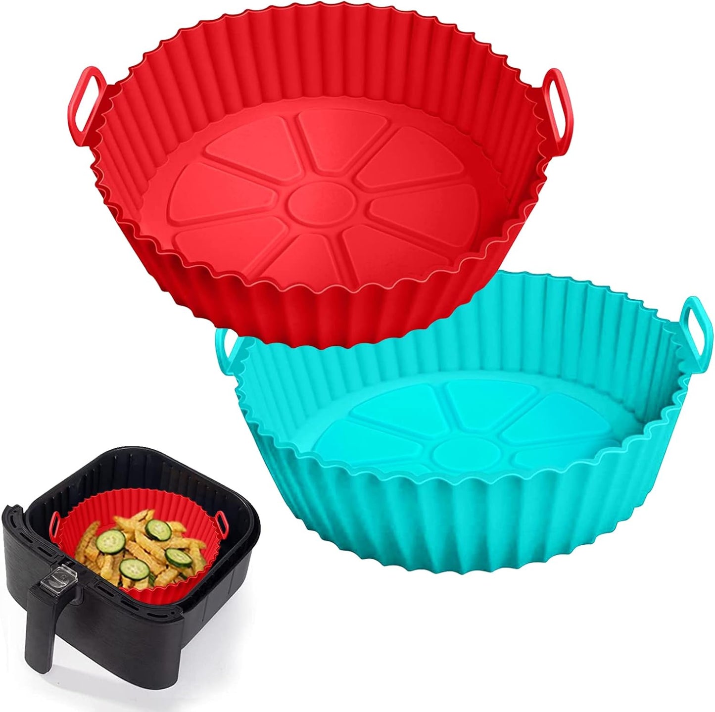 Reusable Non-Stick Air Fryer Liners - Red+Blue
