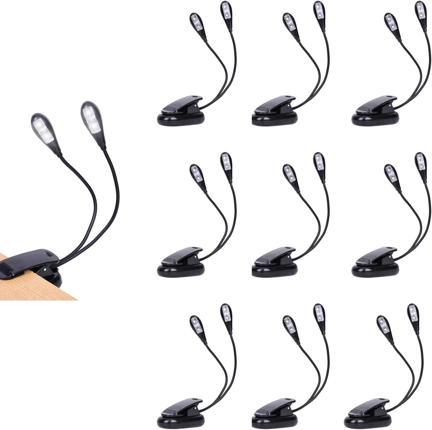 10 Pack Music Stand Lights for Musicians - Portable LED Lamp