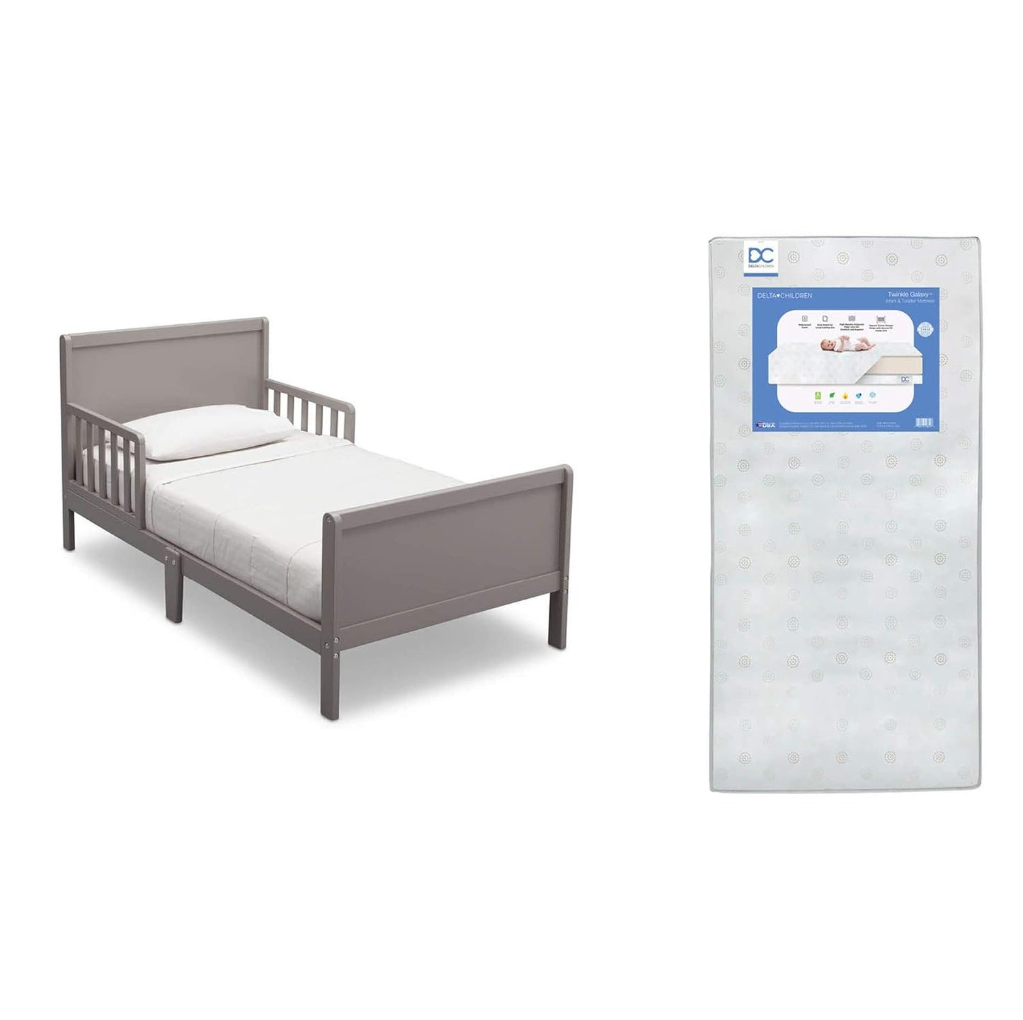 Delta Children Fancy Toddler Bed with Dual Sided Mattress Bundle