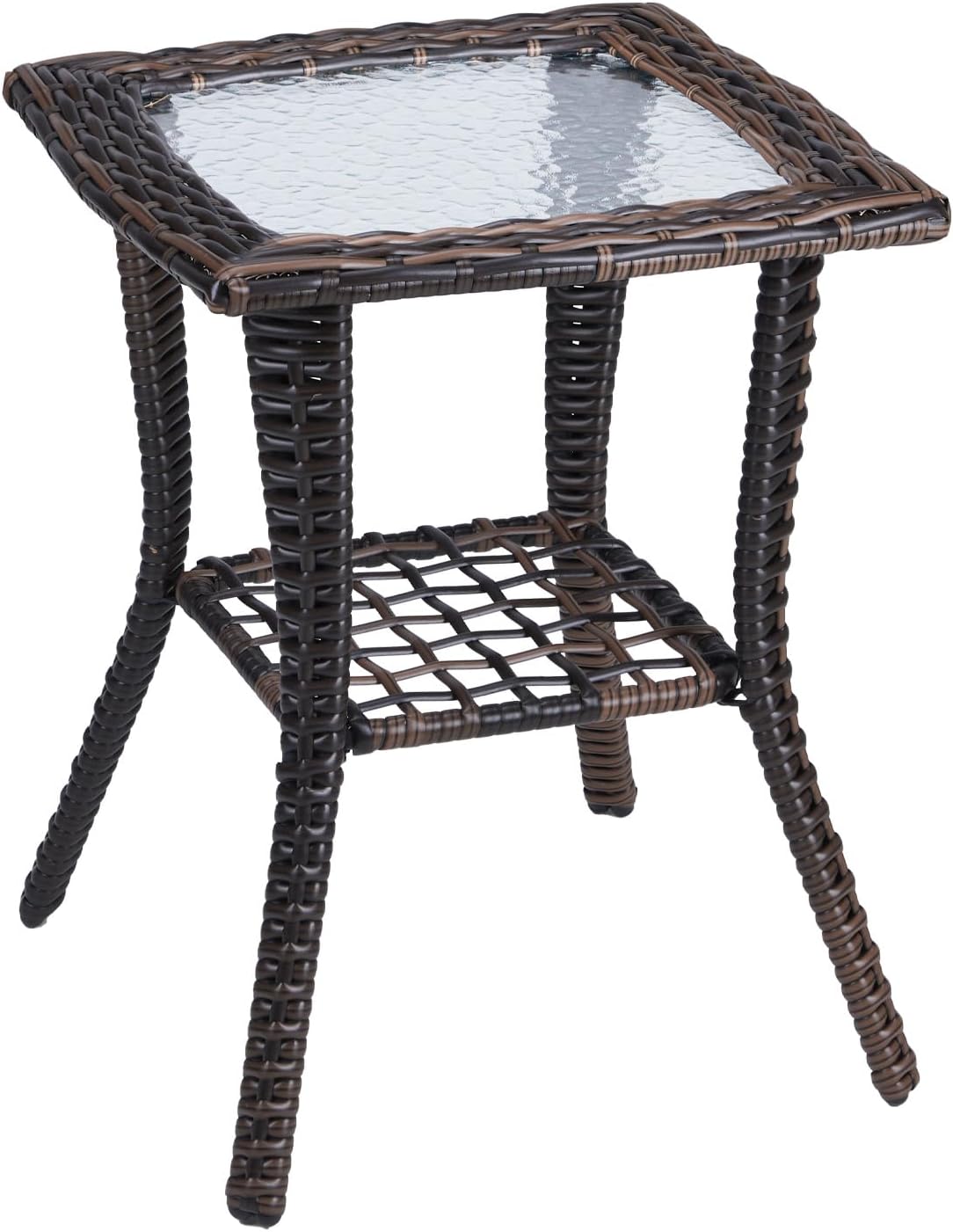 VINGLI Outdoor Side Table with Storage for Patio and Deck