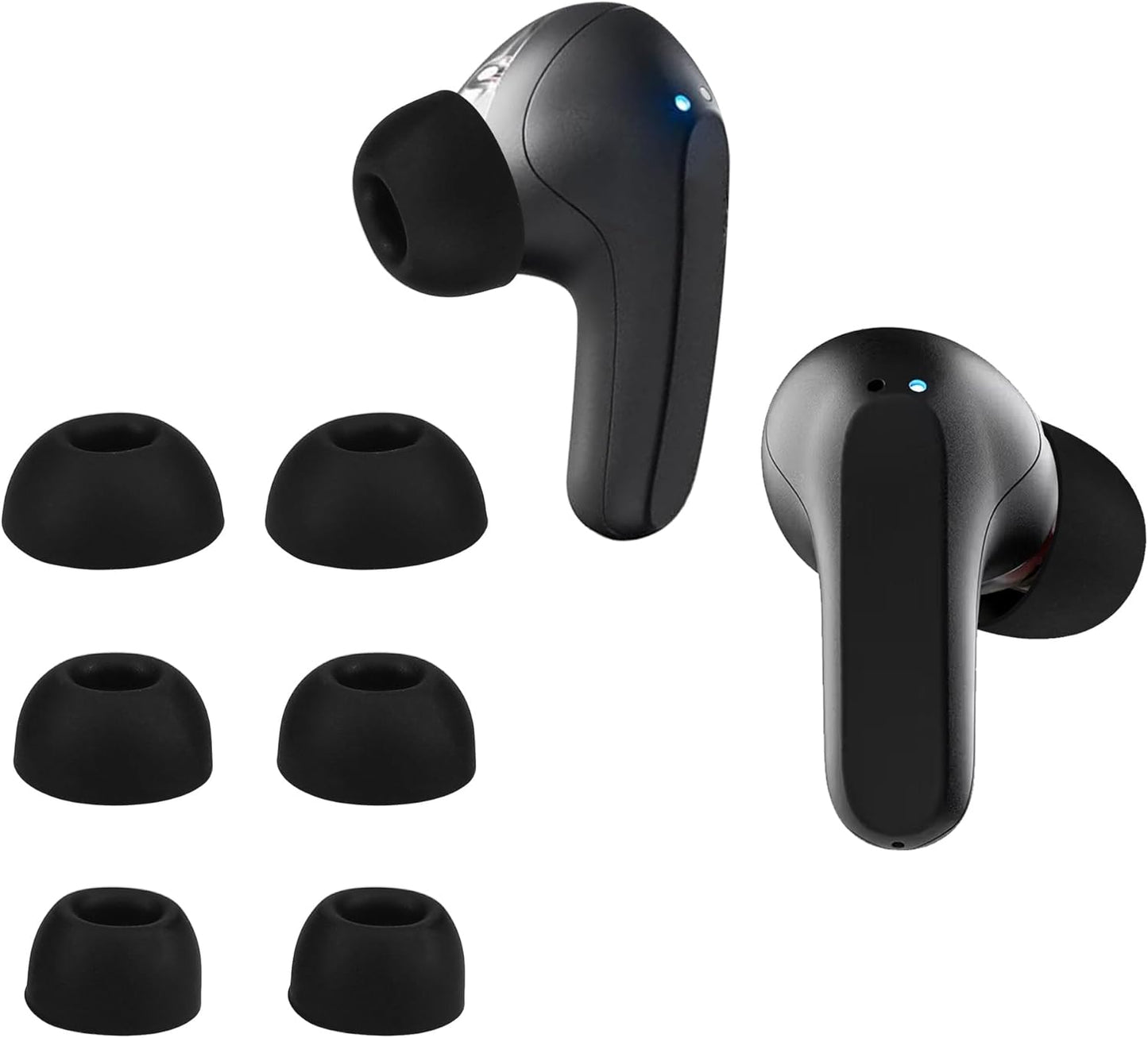 Black Silicone Ear Tips for Skullcandy Rail - 6X Replacement