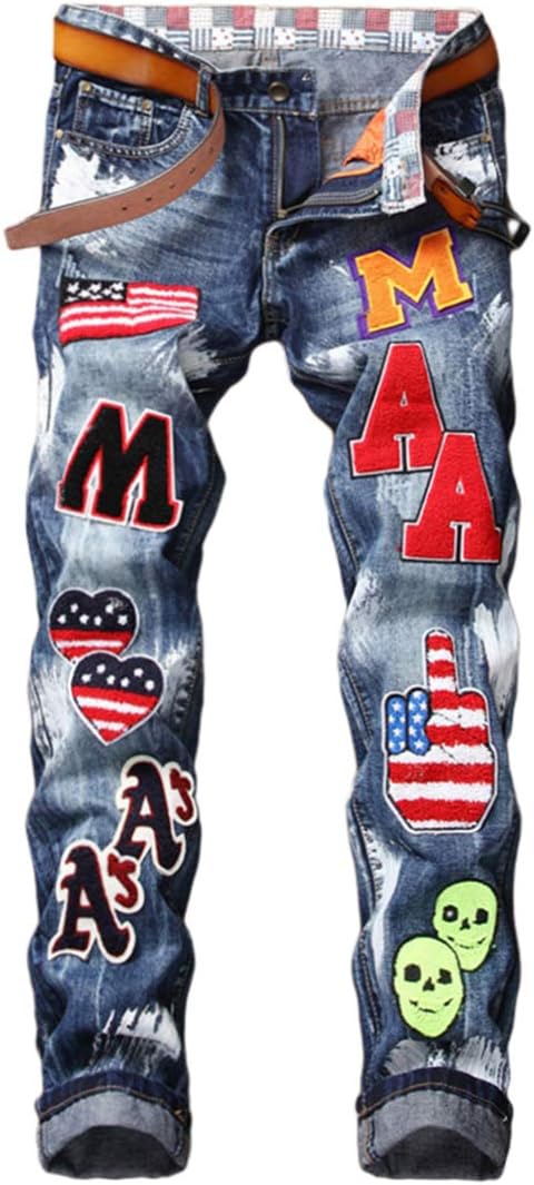 Enrica Men's Ripped Straight Slim Moto Biker Jeans Review