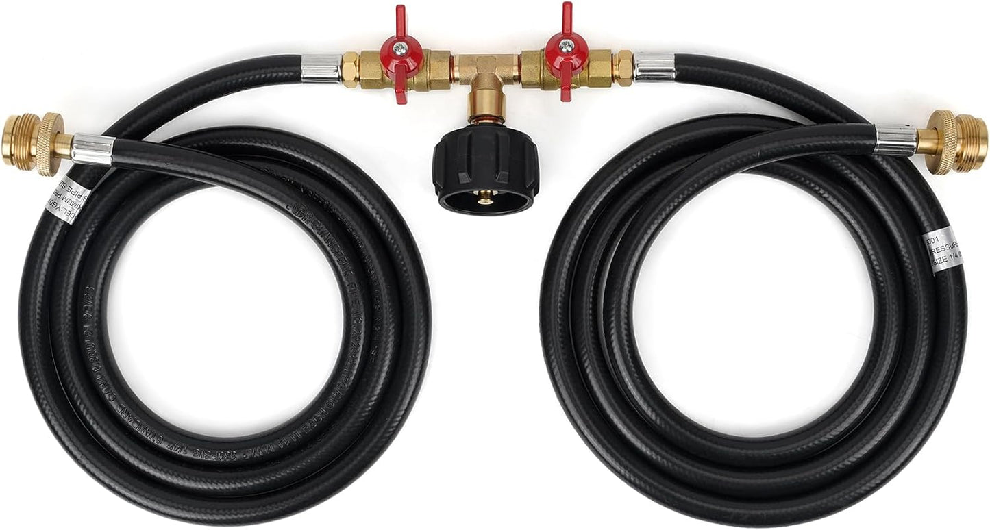 Stanbroil 5 Feet Propane Hose with Y Splitter and Shut Off Valve