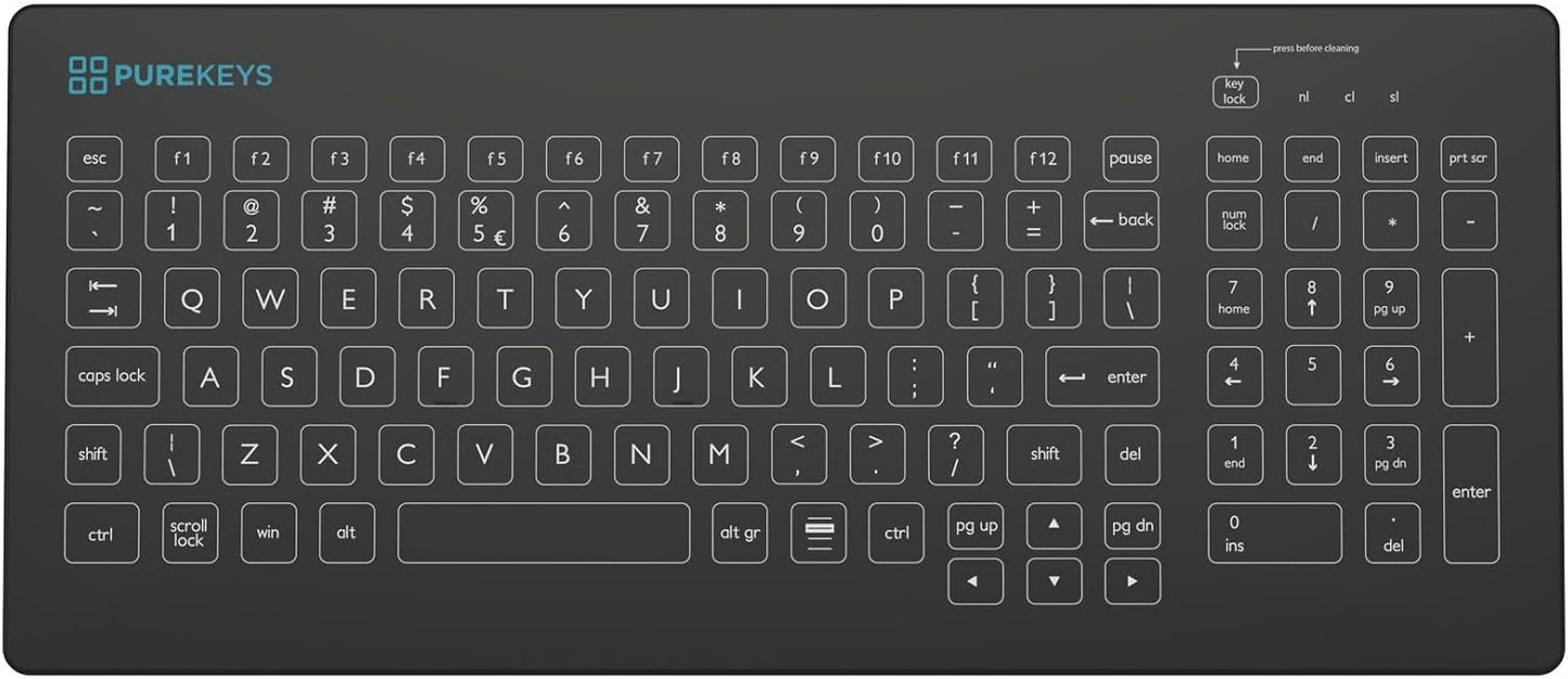 PUREKEYS Medical Keyboard: Compact USB-Cabled for Hygiene