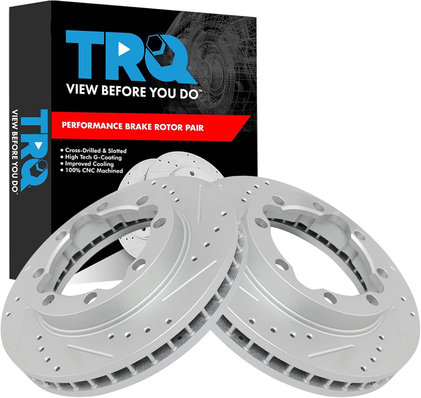 TRQ Front Performance Brake Rotors Set for Chevrolet and Dodge