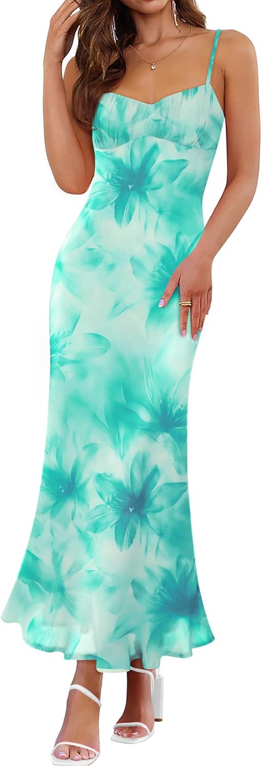 ZESICA Womens Summer Floral Spaghetti Straps Maxi Dress Review