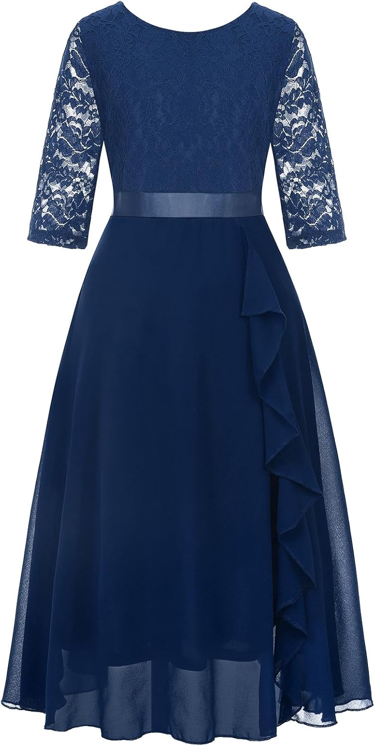 Girls Floral Lace Dress for Easter and Special Occasions