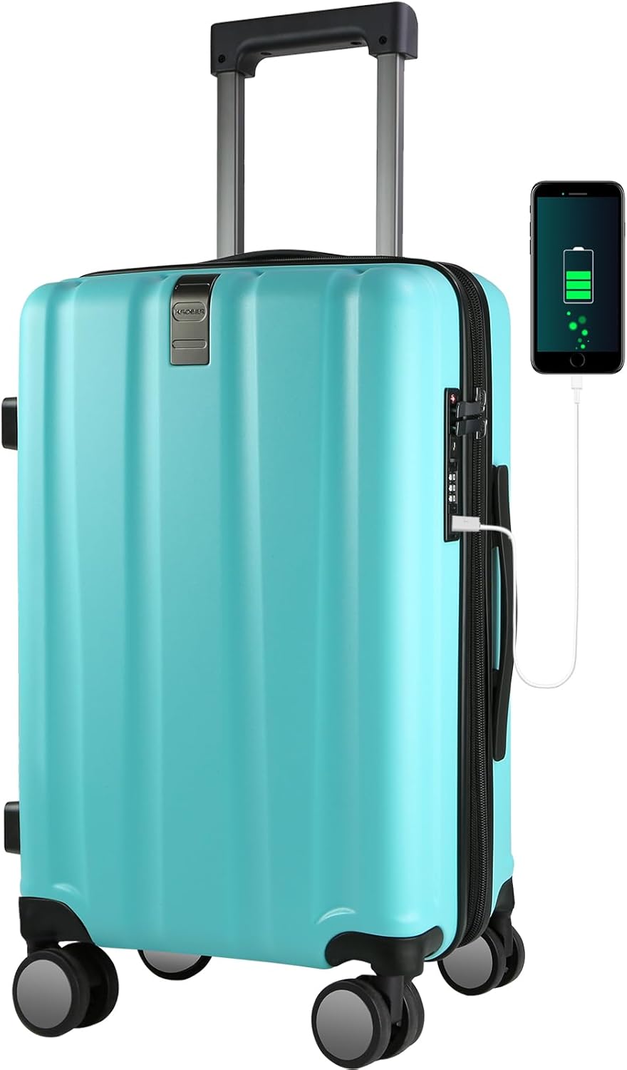 KROSER Hardside Expandable Carry On Luggage with USB Port
